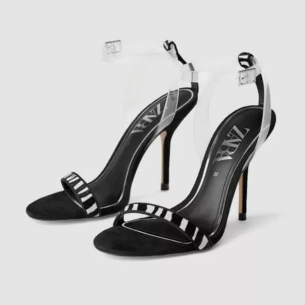 🌟Zara Vinyl and Zeba Print Heeled Sandals